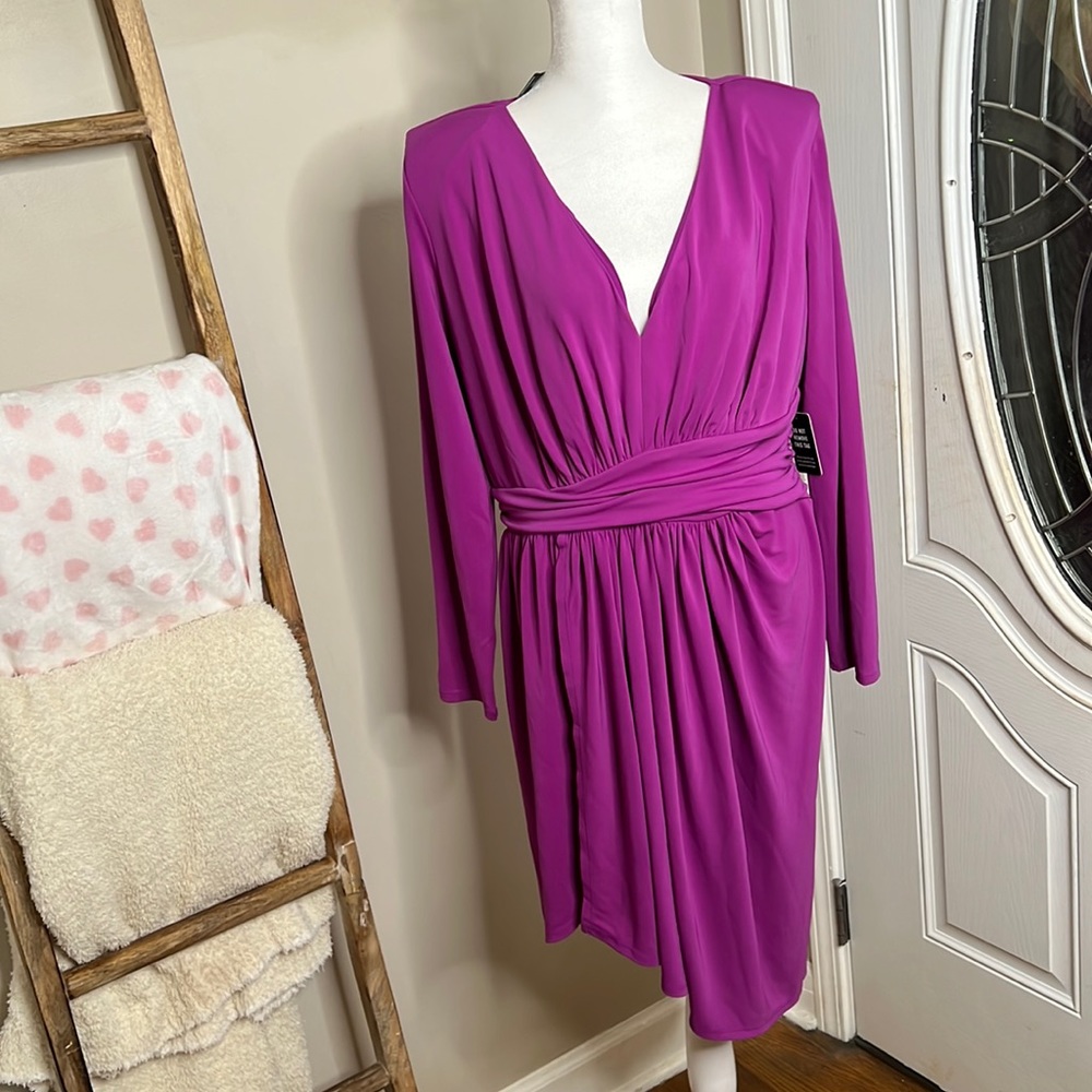 Asymmetrical Purple Ruched Dress